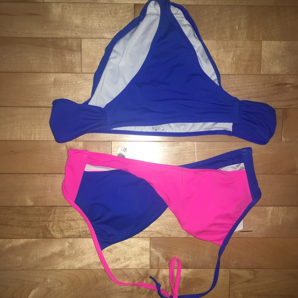 Pink cross top swim set